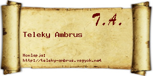 Teleky Ambrus névjegykártya